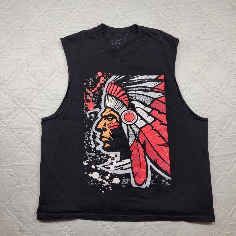 Hard Ten Clothing Co Native American Chief black tank top‎ size XXL